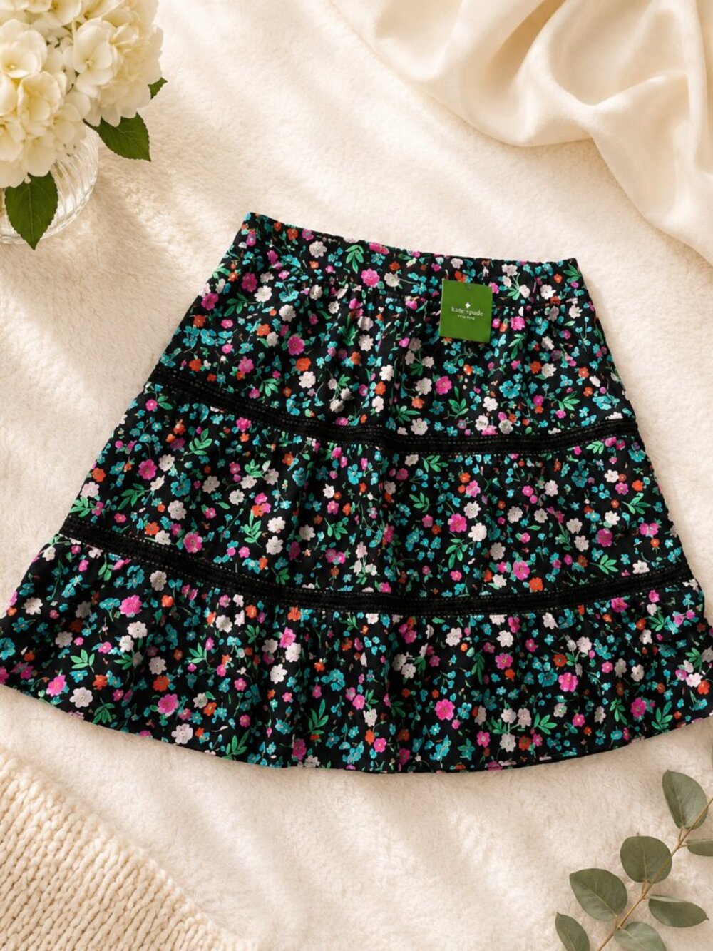 Kate Spade Greenhouse Lace Inset Floral Skirt Size 8 NWT